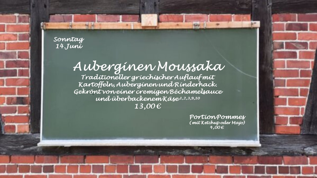 Speisekarte Sonntag