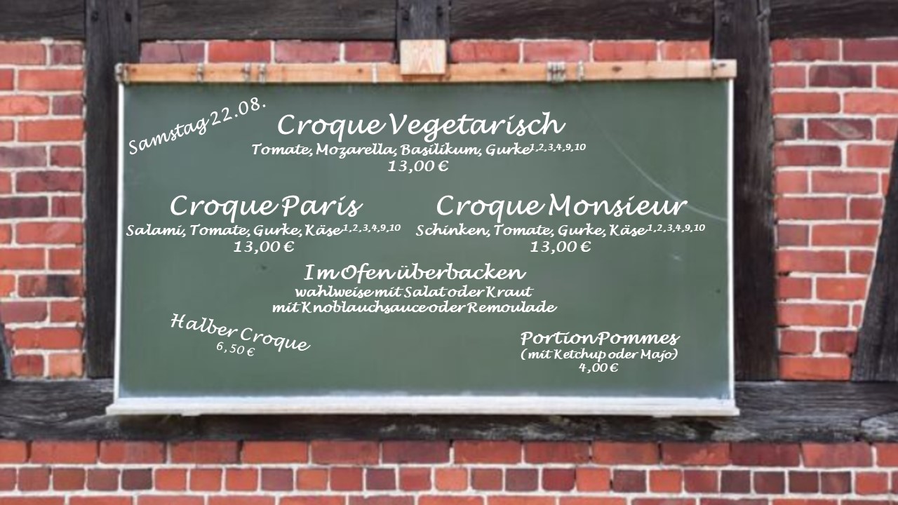 Speisekarte Samstag
